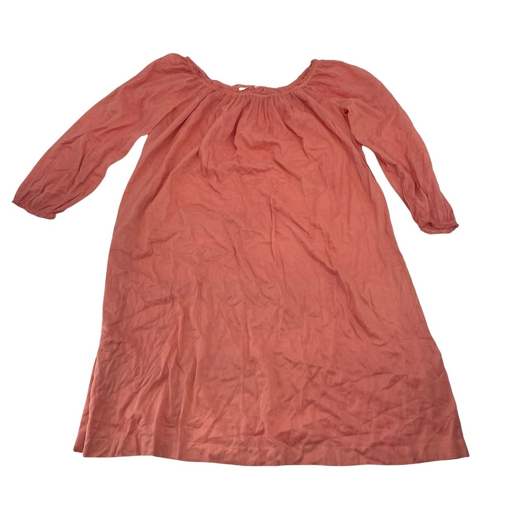 DÔEN Women Dress Peasant Boho Coral Pink Cotton Small